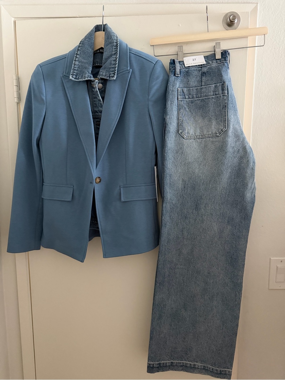 NWT Blue Revival Set - Helen Blazer + Waverly Wide Leg Jeans, Matching Denim